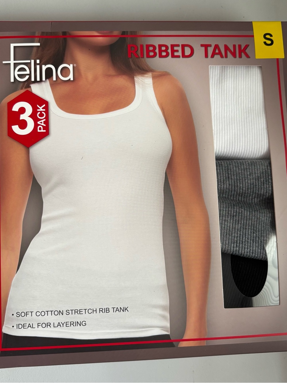 Felina Ribbed Tank 3-Pack - White, Gray, Black [BUNDLE & SAVE!]